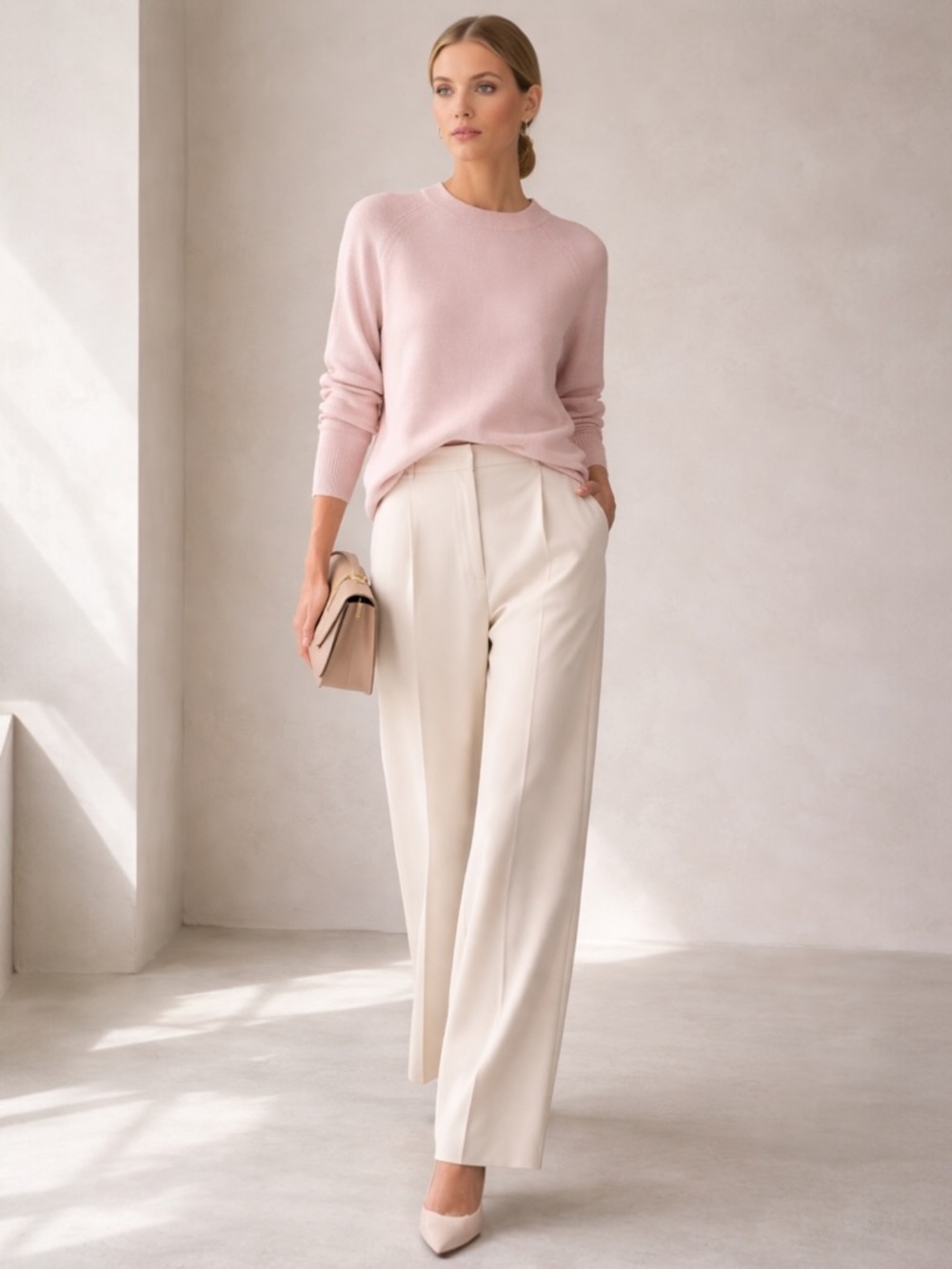 Vintage Preppy Pink Mock Neck Sweater Zip Back Jackie-O Style Women’s XL